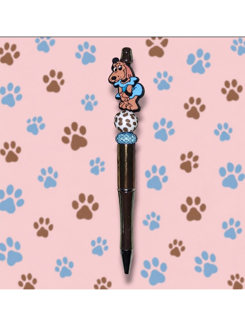 Retro 80s Pound Puppies Nose Marie Beaded Ballpoint Pen Office Accessory